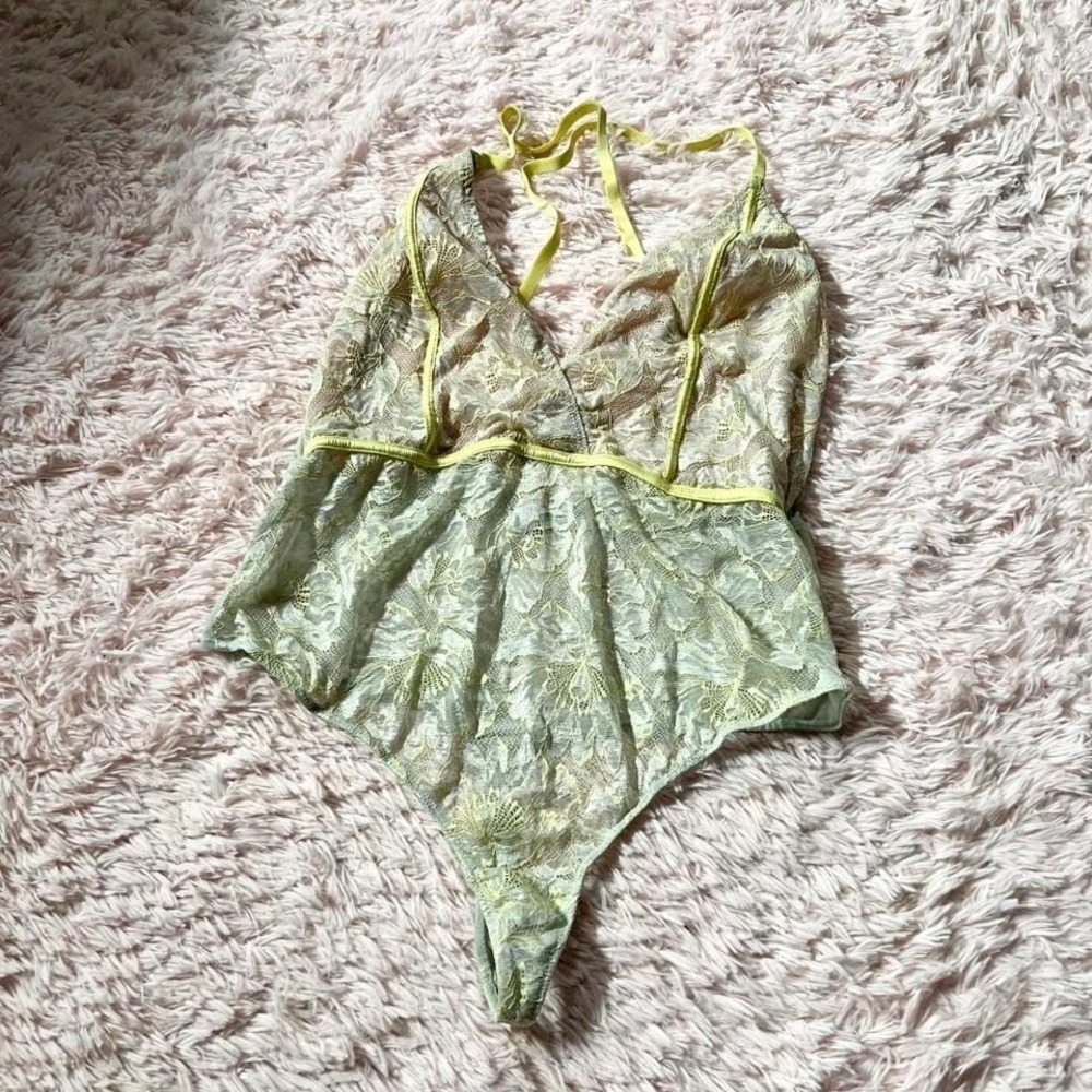 Retro Pinup Lace Delicate Floral Feminine Lolita Coquette Sheer Teddy Bodysuit